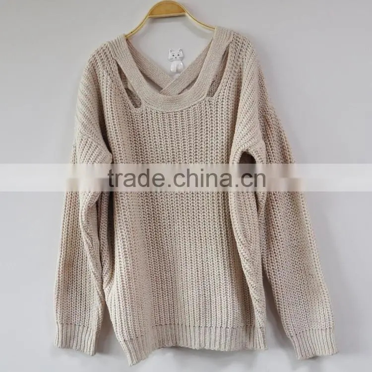 New Design Long Sweaters Crochet Vintage Pullover Loose Jumper Lady Sweater