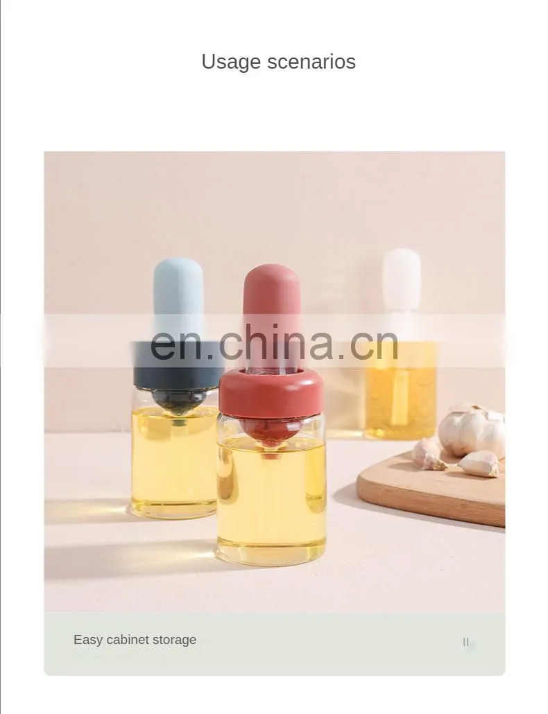 kitchen Oil Dispenser with Brush Silicone Oil Dispenser Brush Glass Container Barbecue Spray Bottle for Kitchen Accessories