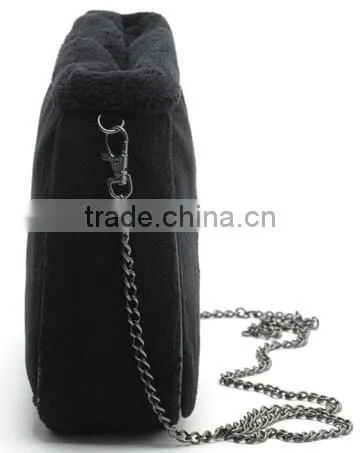 High quality OEM Fleece cosmetic hand bag,black makeup travel pouch,toiletry travel vanity artist bag
