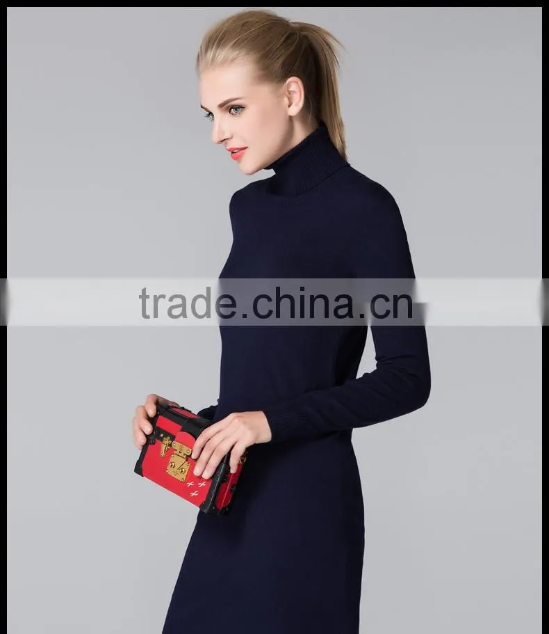 Sexy split package hip party knit sweater dress for women