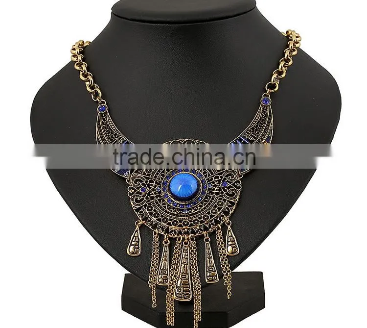 Hot sale new deisgn national style necklace heavy pendant necklace gemstone jewelry