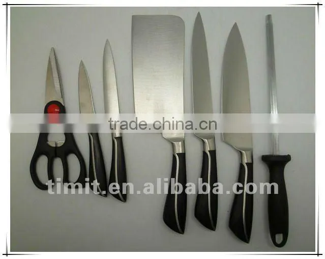8pcs stainless steel solid handle good quality with block kitchen knife
