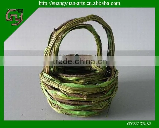 natural wicker baskets with handle for home decoration