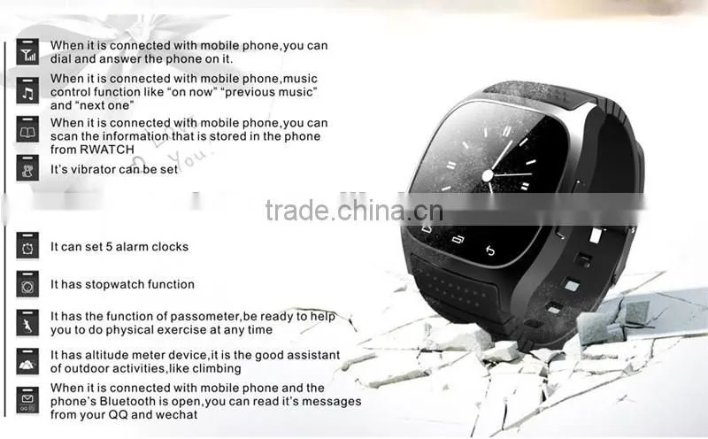 New bluetooth Smart Watch M26 with LED Display / Dial / Alarm / Music Player / Pedometer for Android Ios