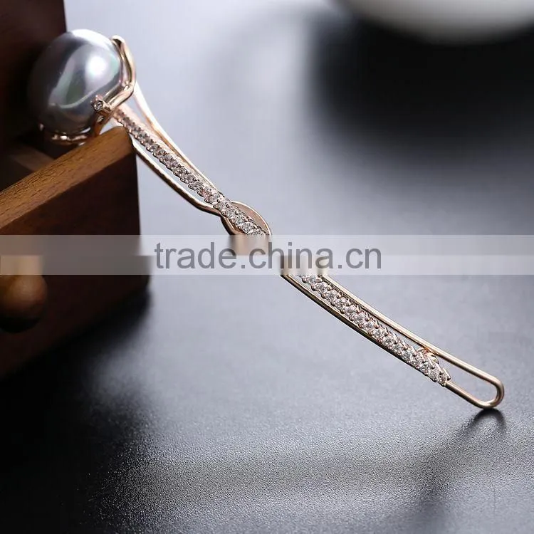 Brand Design Elegant charm Pearl&crystal Headdress Accessory Headwear Wedding jewelry Hairwear woman Girl 18K Gold Hair Clips