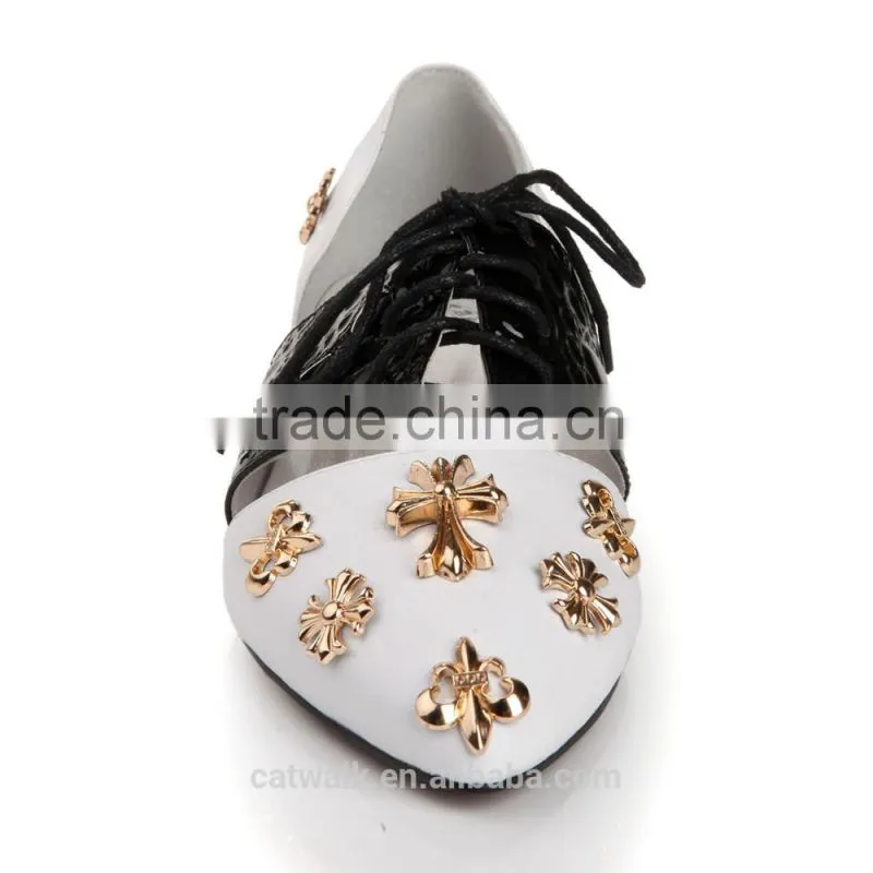 2015 women flat shoes with stud