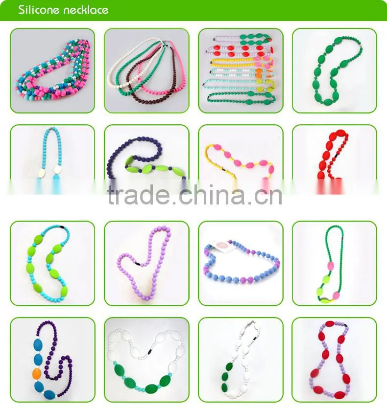 Silicone Chewable Necklace Wholesale/Food-safe Baby Enjoy Bead Necklace