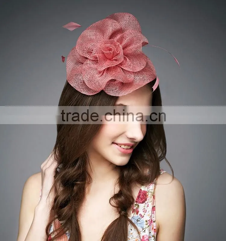 Wholesale Sinamay Hair Accessory Fascinator Floral Hat Plain for Ladies