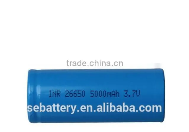 Li-ion 26650 5000mAh Rechargeable Lithium battery 3.7v
