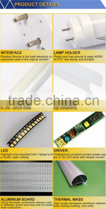 led tube light T8 and T5 with dimension 1200mm and 1500mm