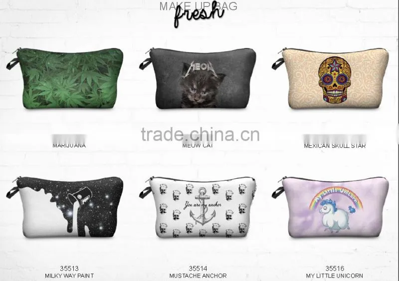 meow cat cosmetic bag 3d print cosmetic bag high quality wholesale travel makeup cases with zippers pouch purses wallets