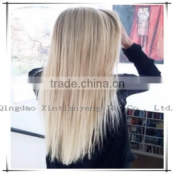 Hot and Beautiful dark root ombre color Jewish wig with long hair for women