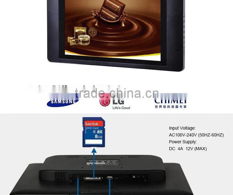 FlintStone 15 inch advertising display with CF card, digital ad player screen, industrial ad player for promotion