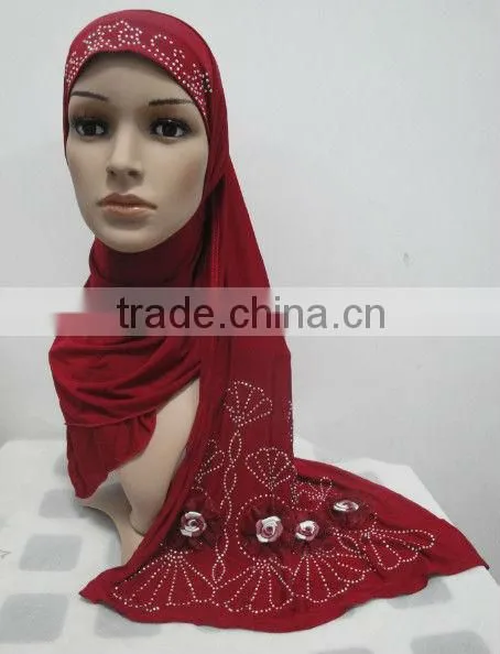 H128 latest muslim hijab with shawl and flower