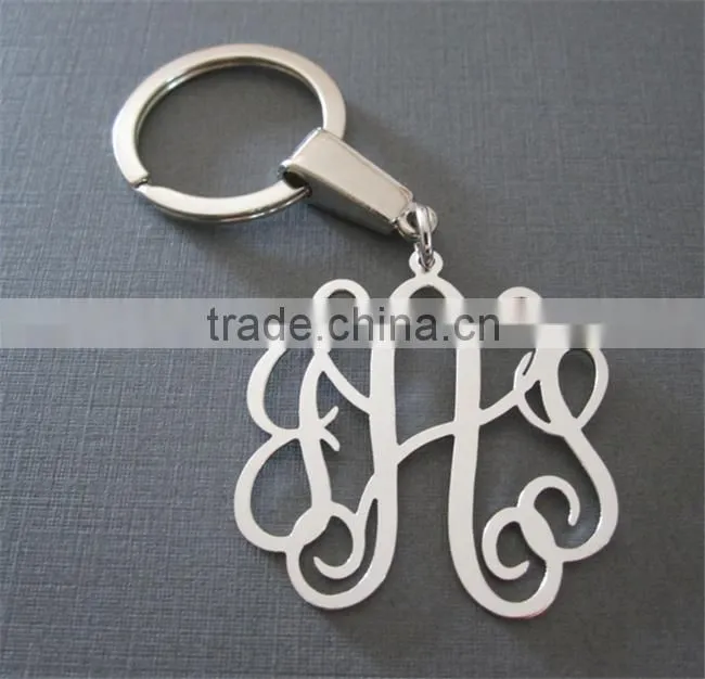 Well popular Silver Plated Monogram Brass Keychain