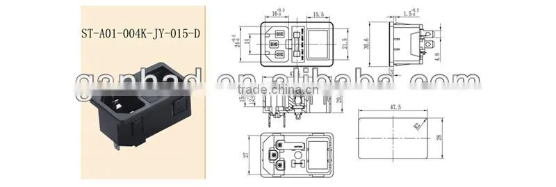 C14 plug socket with switch
