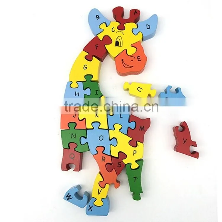 animal wooden puzzle number letter intelligent toy for children