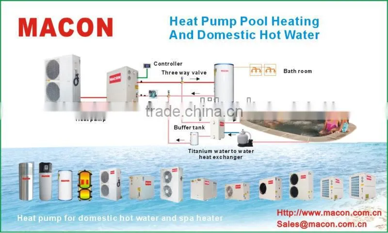 MACON Split type air source heat pump floor heating unit with CE for Poland