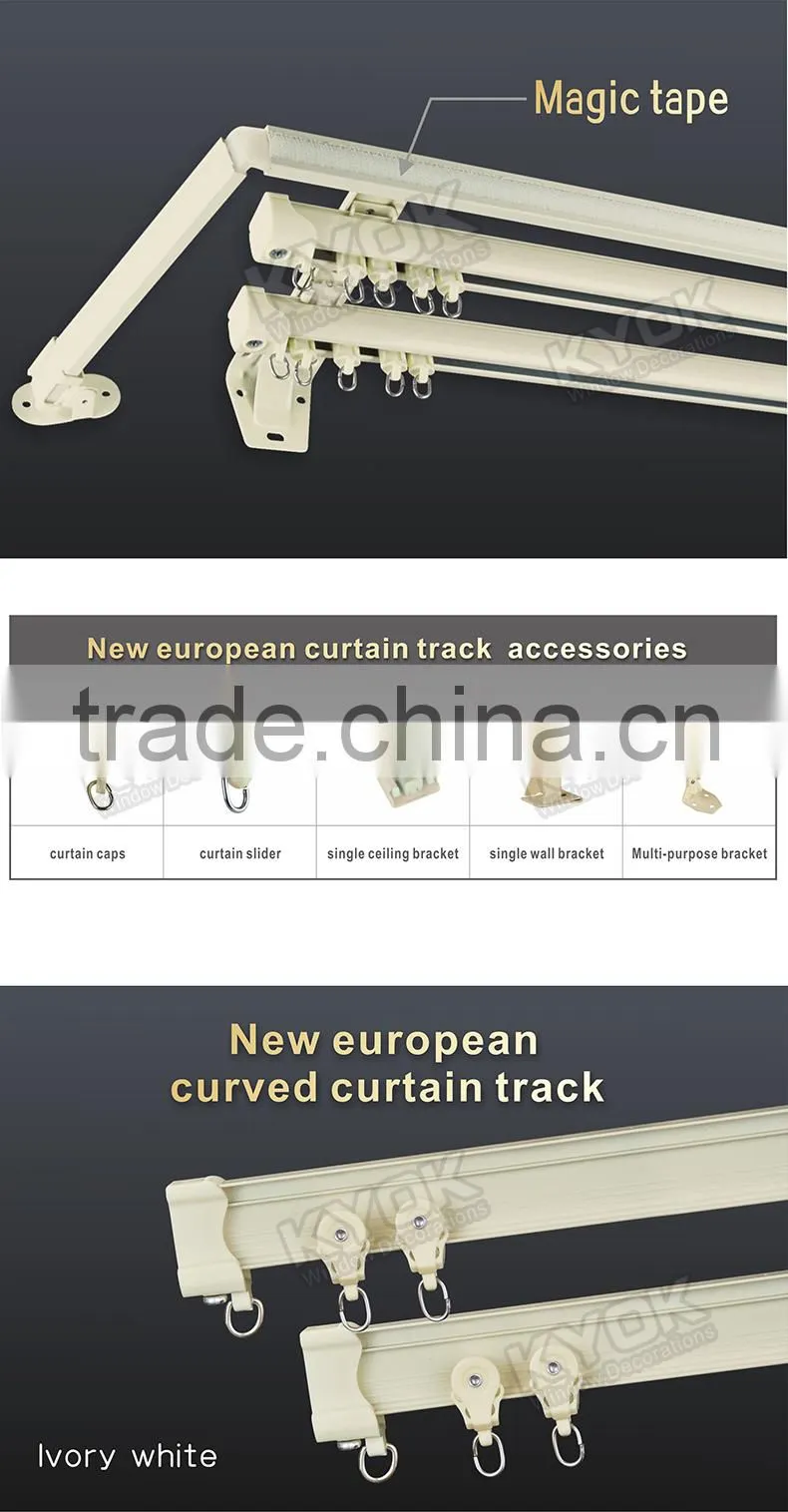 KYOK curved curtain track & curtain rod accessories factory, double curtain track