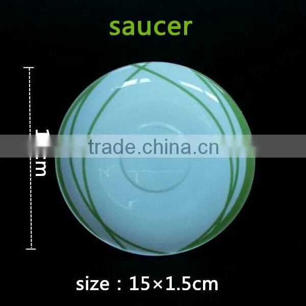 150ml Italian Espresso Coffee Cup with Saucer 250ml Round Shape Green Color Ceramic Bone China Cup With Saucer