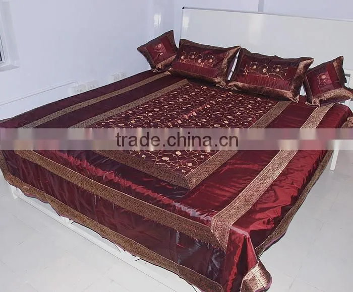 Luxury Lovely Silk Embroidered Bedspread Bedsheets in India