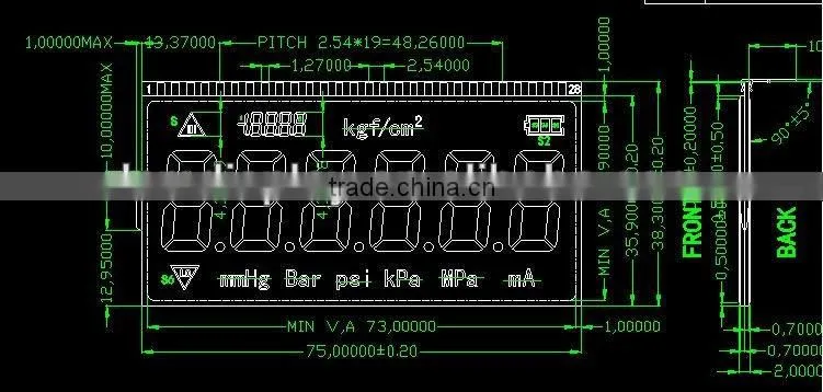 totameter lcd display with backlight