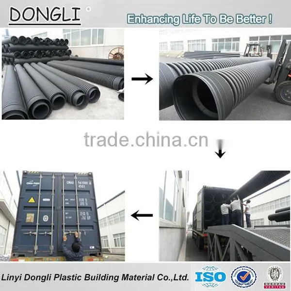 Plastic pvc-u corrugated pipe non pressure drainage pipe 200mm 300mm
