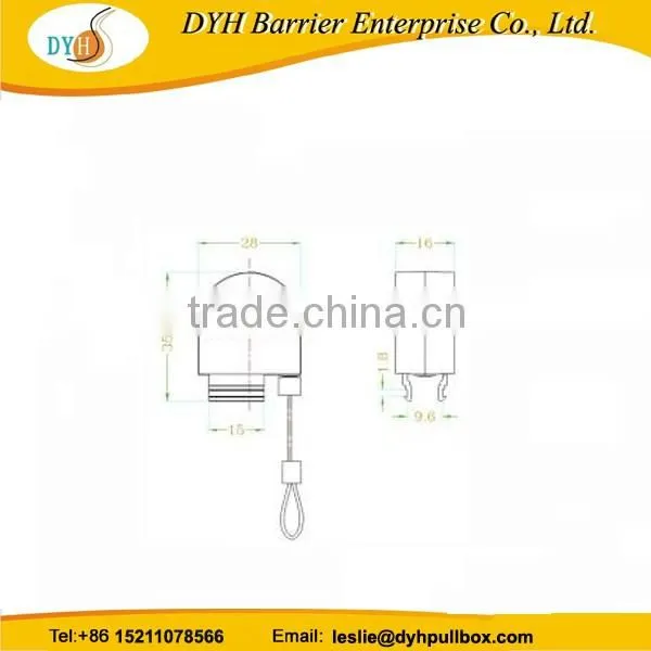 China factory plastic retractable anti-theft pull box with steel cable,Anti-Theft Pull Box with Loop End