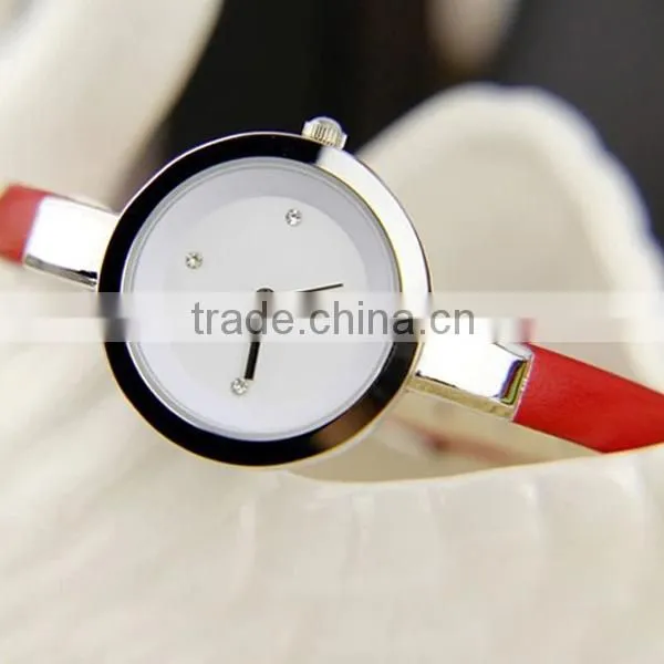 YB 2015 new design personal white leather band western girls wrist watch in china