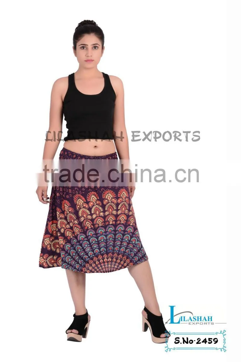 Rayon Printed Skirt Rayon Block Printed Skirt Garments ladies fashion skirts woman skirt suit long rayon skirt