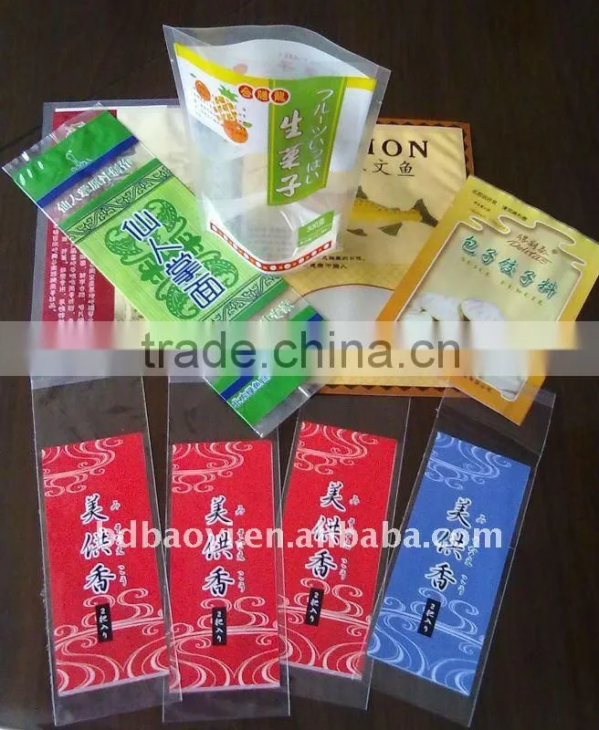 high quality BOPP clear 3 side sealing plastic packaging bag for snack