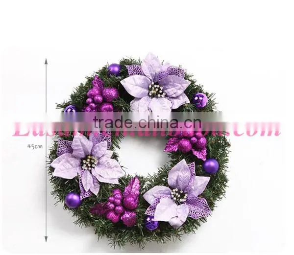 Hot sale handmade decorative purple christmas wreath