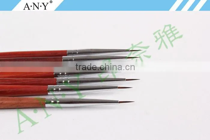 ANY Beauty Art Nails Design Rosewood Handle Sable Hair Nail Brush for Nail Art Drawing