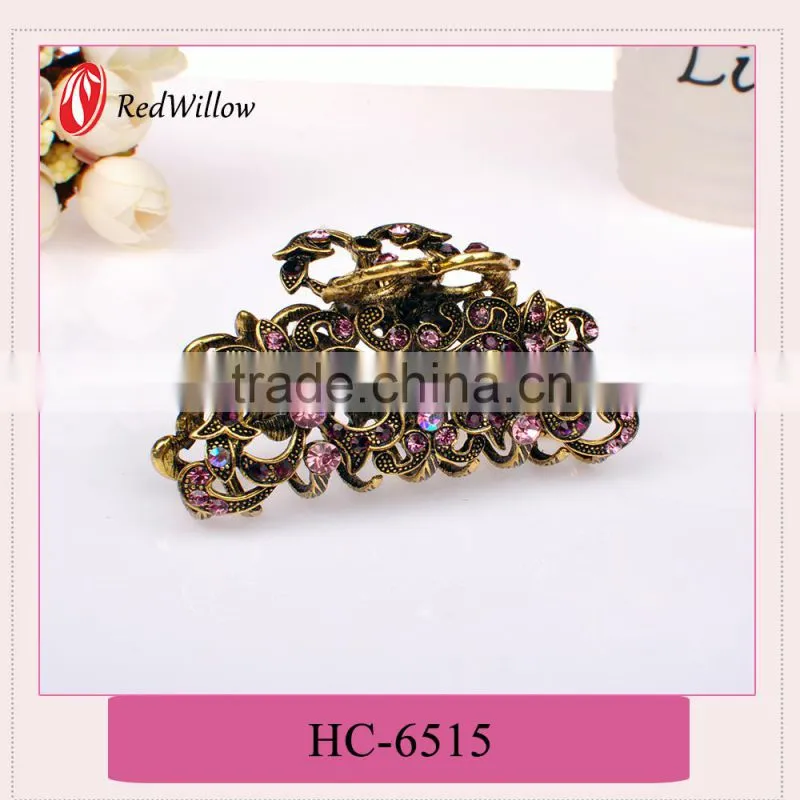 China wholesale high quality crystal flower hair ornaments claw