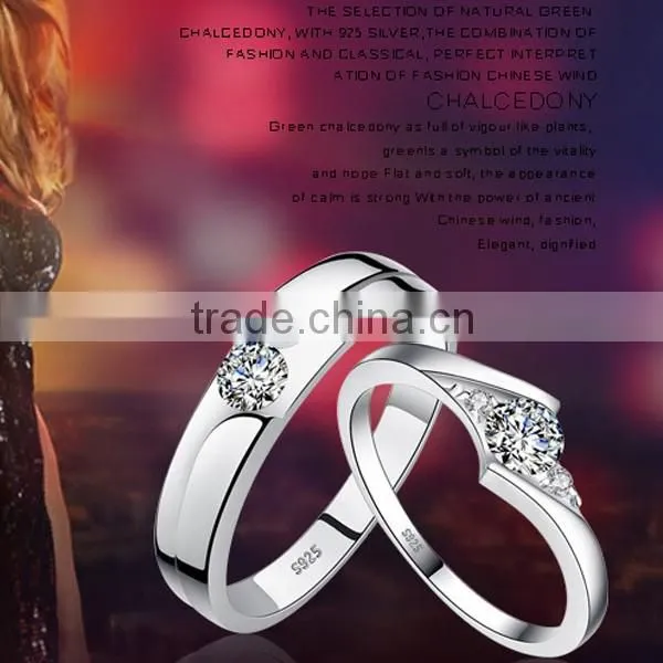 Factory Wholesale S925 Silver AAA cubic zircon Couple rings opening shape fashion gift
