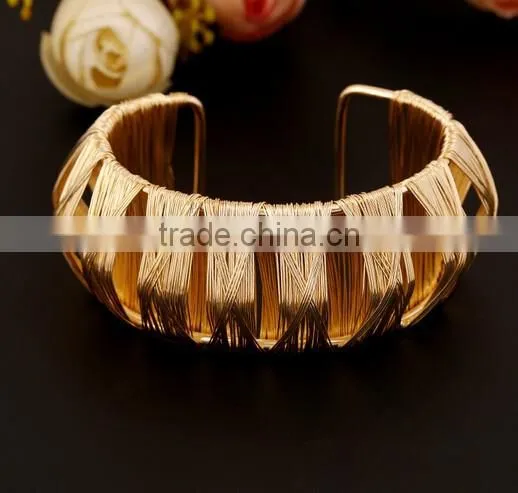 Women Fashion Popular European Gold Silver Plated Open Metal Cuff Bracelet Gift