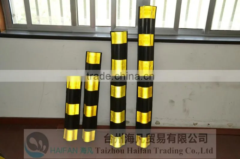 High strength round corner guard with yellow stripe/ Rubber Column protector/reflective wall corner guard for parking