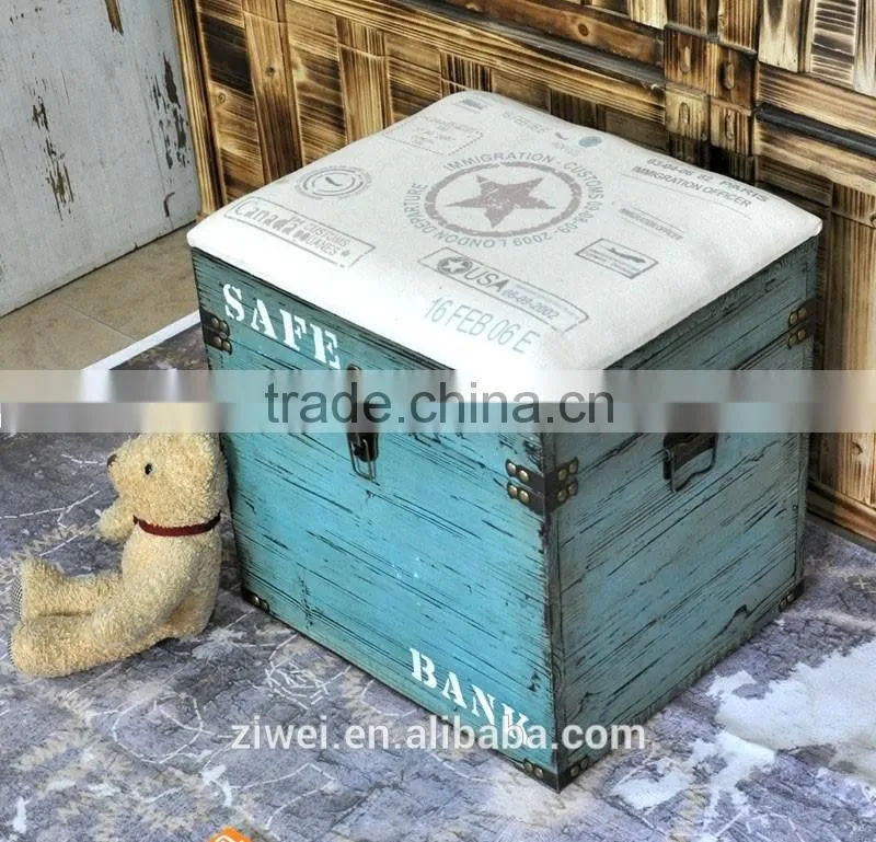 Vintage Wooden Storage Trunk Box