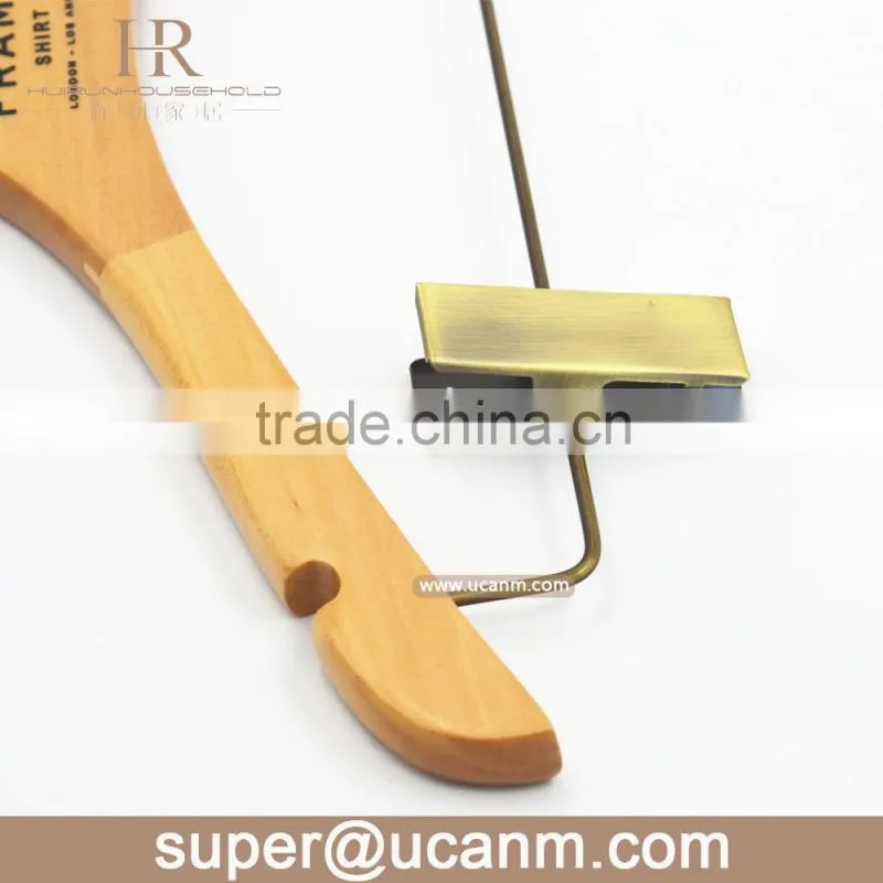 HRW-FF1GP wooden luxury clothes hanger,wooden clips hanger