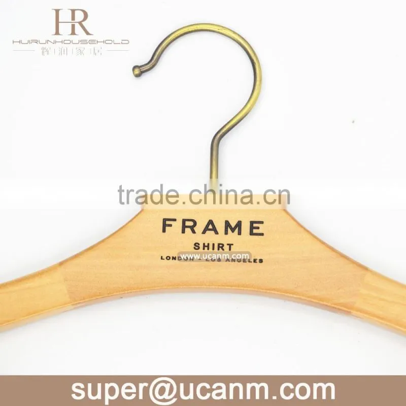HRW-FF1GP wooden luxury clothes hanger,wooden clips hanger