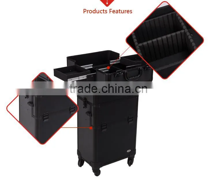 Fashion Style 2 In 1 Pull Out Trays Best Selling Trolley Makeup Case