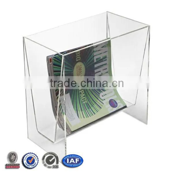 Custom clear acrylic folder /document/ office brochure rack with business card pocket