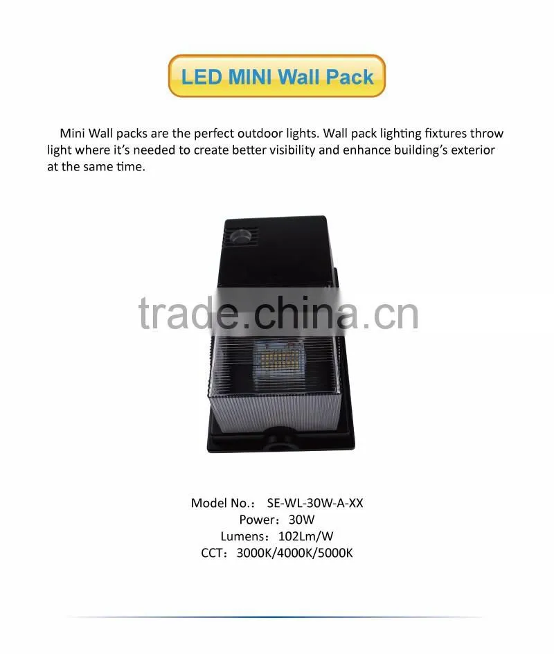 30W Mini UL Approval Wall Pack Light for Residential Application