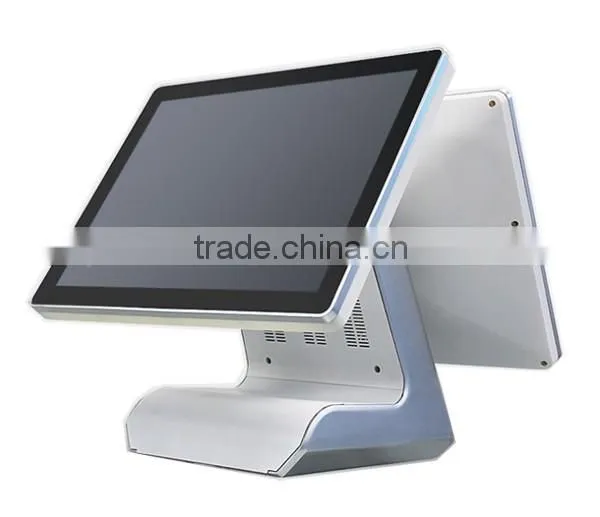 15inch Dual touch screen Supermarket POS system all in one with Aluminum alloy casing