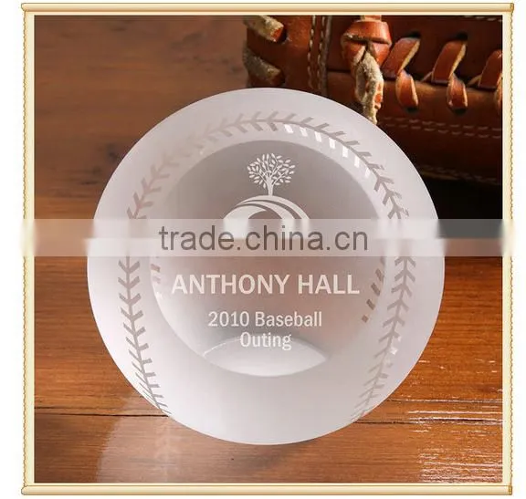 Half-ball baseball crystal paperweight, hot salebaseball around the world