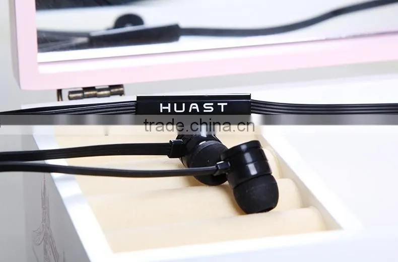 High quality sports style mobile phone custom made earphones flat cable headphones
