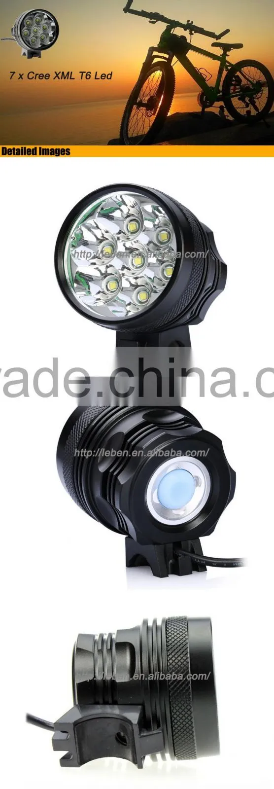 7x CREE XML XM-L T6 9800LM LED Cycling battery powered Bicycle Light Bike light
