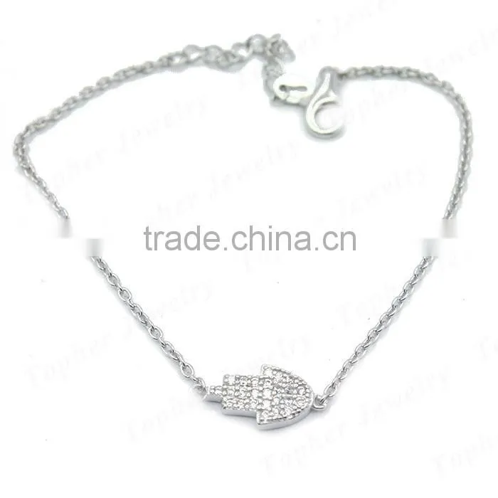 Wholesale 925 sterling silver hamsa charm bracelet