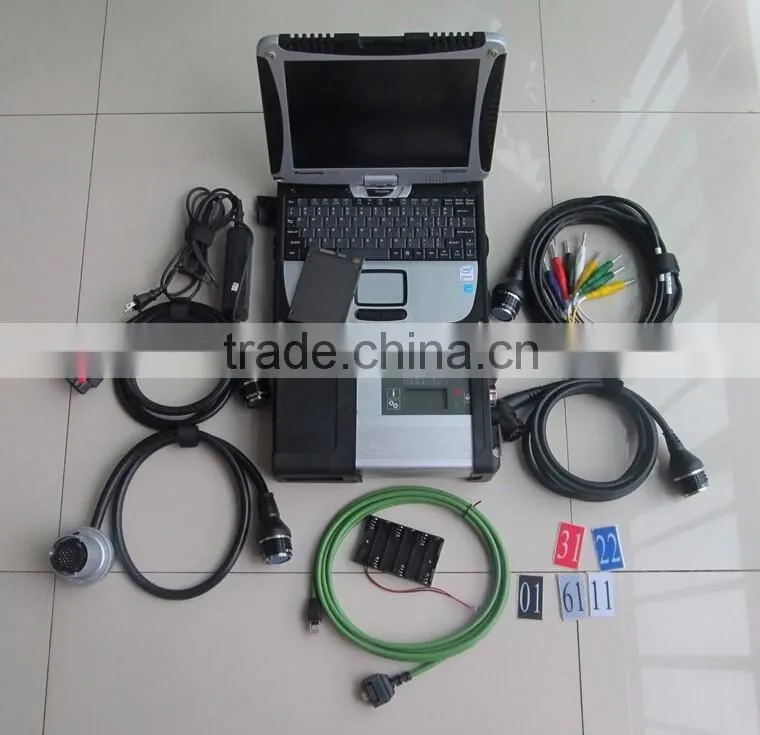 Newest mb star c5 sd connect for auto car and truck diagnostic tool with software 120gb ssd with cf-19 laptop