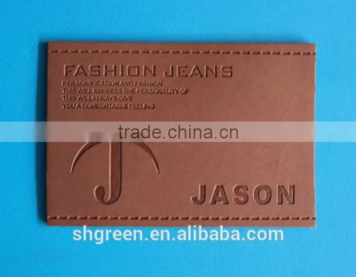 high quality sew-on leather badge for hat